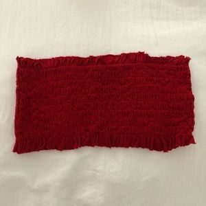 Brandy Melville Smocked Bandeau Top Red